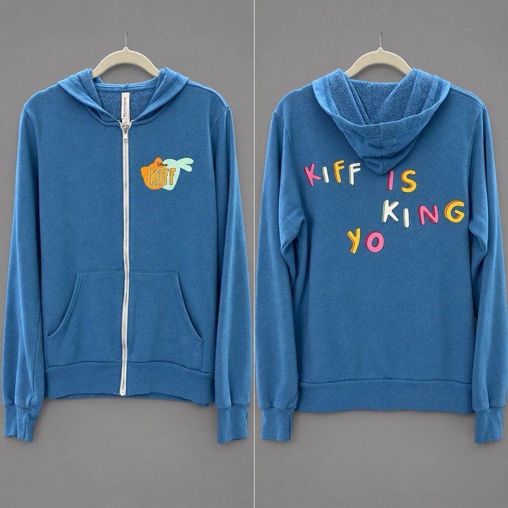 Disney Kiff Is King Yo Hoodie Bella Canvas Medium Blue Full Zip Fleece Sweater